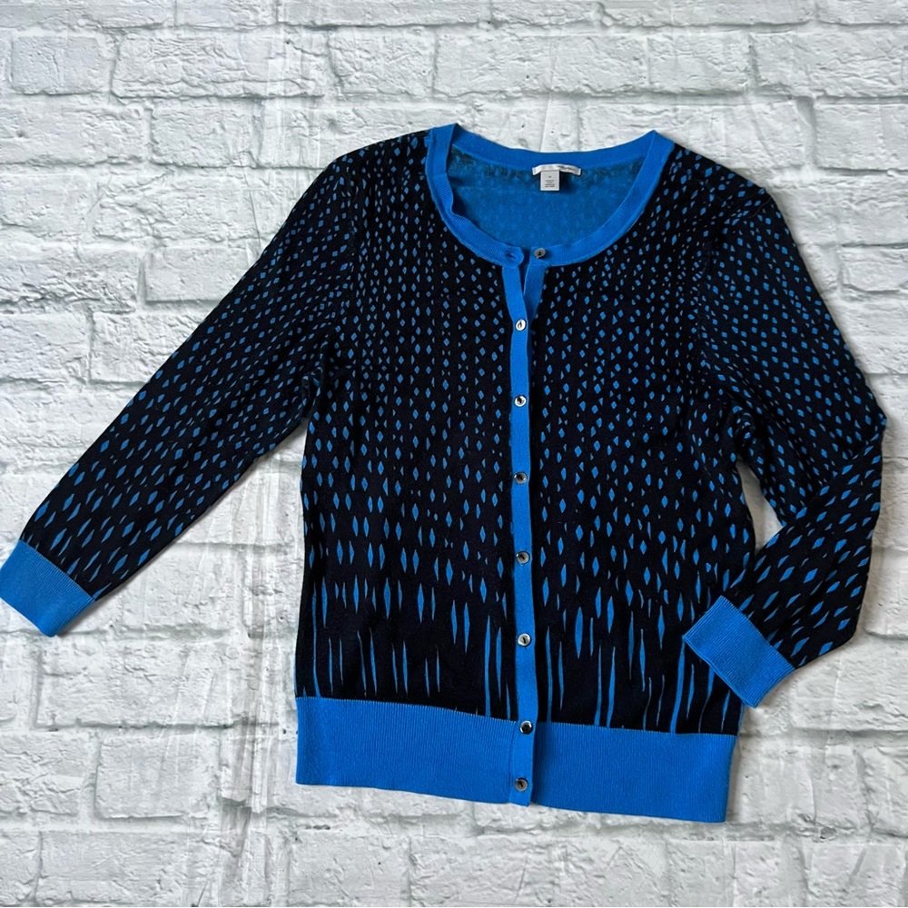 Halogen diamond pattern button down cardigan